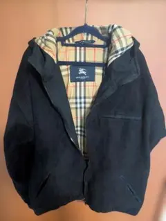 バーバリーロンドン フリースジャケット 裏地ノバチェック ブラック フード付