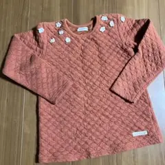 ブラウン　オレンジ　キルティング　長袖　トレーナー