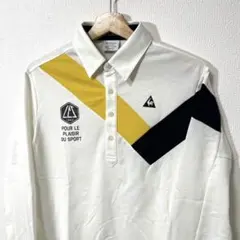 le coq sportif ゴルフシャツ L ホワイト/イエロー/ブラック