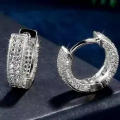 ✳️フープ ピアス ジルコニア パヴェ 高級CZダイヤ メンズ✳️