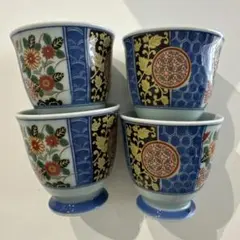 値下げしました、聖山窯 足付き湯飲み 4個セット