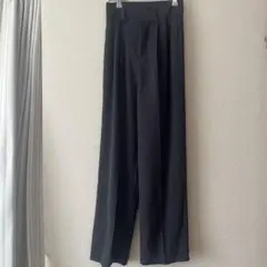 me+em select太ベルトハイウエストカラータックスラックス　グレー