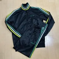 adidas ジャージ上下セット ブラック/イエロー/グリーン
