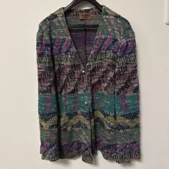 高級 MISSONI ミッソーニ 総柄 ニットカーディガン イタリア製 冷房対策のサムネイル