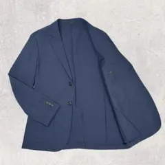 ユニクロ 感動ジャケット シアサッカー 紺 M 軽量 速乾 ストレッチ