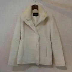 INDIVI白ラビットファー付コートジャケット(USED）