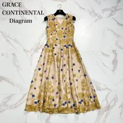 グレースコンチネンタル ダイアグラム バイカラーフラワーチュールワンピース 刺繍