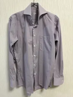 スーツセレクト S80 パープル　カッタウェイ　ワイド　形態安定シャツ　綿100