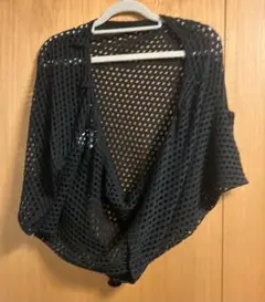 透かし編み　網目トップス　M-L 黒