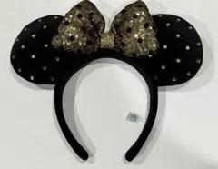 ディズニー　ミニーマウス　カチューシャ　黒金
