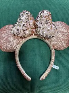 ミニー耳カチューシャ ピンクゴールド スパンコール