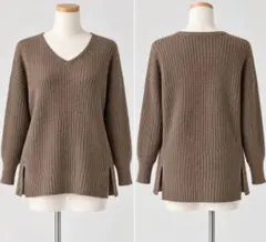chocol raffine robe Vネック ニット ブラウン