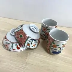 時代物/大量】九谷焼 庄三風 金彩 赤絵 人物紋 数茶碗 50客 割烹 懐石