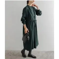 ドアーズ TRウエストマークギャザー　ネイビー　ワンピース