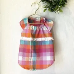 犬服チェックワンピースSサイズハンドメイド