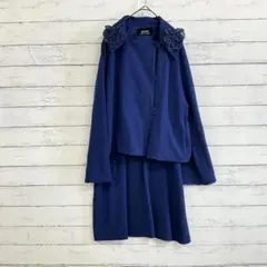 【SHIZUKA KOMURO】セットアップ ネイビー 花装飾　スカート 42