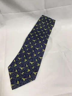 Christian Dior ディオール ネクタイ 鳥柄 総柄 ネイビー シルク