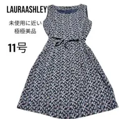 極美品　ローラアシュレイ　花柄ワンピース　11号　大きいサイズ　リボンベルト付き