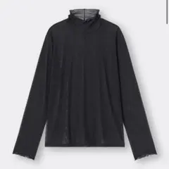 GU ブラック シアーハイネック　長袖トップス　sサイズ