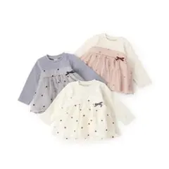 プティマイン ハート刺繍チュニック ピンク 90cm