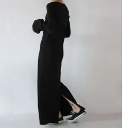 【大人気❁】 Ungrid フレアスリーブテレコフィットワンピース ブラック