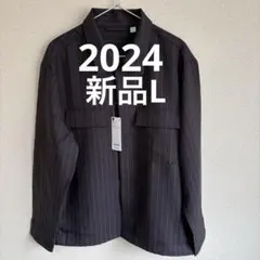 【新品】GU ダブルポケットシャツ　ダークグレー L