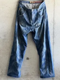 【希少】AKADEMIKS 極太バギーデニム 38 Y2K スクラッチ加工