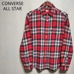 コンバース☆フランネルシャツ チェック柄 ワンポイントタグ M マルチカラー
