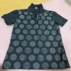 ドット柄スタンドカラーゴルフシャツ