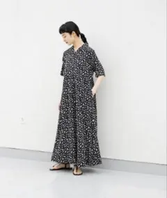 Te chichi【LIBERTY 】Vネックフレアワンピース ブラック - メルカリ