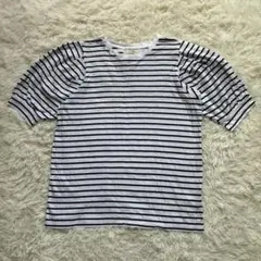 【美品】any FAM ボーダーTシャツ パフ袖 白黒 2（E268）