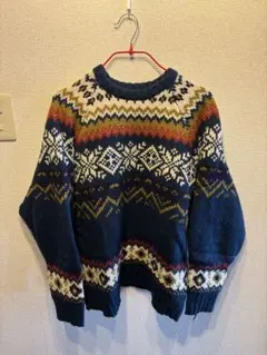 NEWYORKER ネイビー フェアアイル柄 ニット