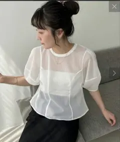 CAPRICIEUX LE'MAGE yao企画 メッシュパフフレアトップスのサムネイル
