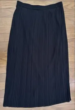 【中古美品】UNIQLO シフォンプリーツロングスカート L 黒