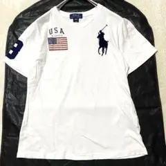 【良品✨】ポロラルフローレン ビッグポニー USA国旗 Tシャツ 平成ギャル 白のサムネイル