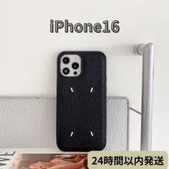 iphone16 レザーケース　ブラック レザー 高級 おしゃれ　刺繡のサムネイル