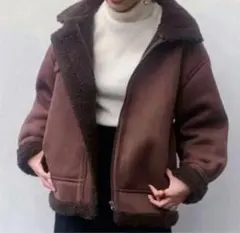 LOWRYS FARM　ボアブルゾン　ムートンジャケット　襟付きジャケット