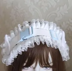 ヘッドドレス　水色天使界隈　水色　サブカル　フリル　レース　ゴスロリ　アイドル