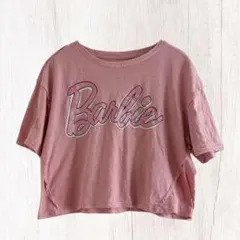 バービー 半袖 クロップド丈 プリント Ｌ ピンク ショート丈 Barbie