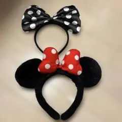 ミニーマウス風カチューシャ2点セット