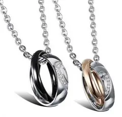 【大人気☆送料無料☆】★ペアネックレス 二連リングネックレス★