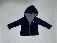 ネイビー ストライプ柄 リバーシブルフード付きアウター