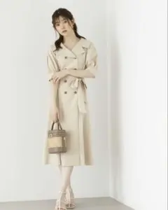プロポーションボディドレッシング　トレンチフレア半袖ワンピース