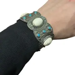 w*.様 ヴィンテージ ボヘミアン ターコイズ インディアンジュエリー バングル