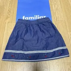 familiar ソフトデニムスカート 100cm さくらんぼ刺繍
