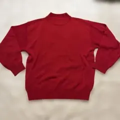赤 ハイネック ニットセーター