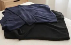 【美品】GU Vネック ニット プルオーバー ネイビー ブラック2枚セット