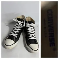 90'sヴィンテージコンバースUSA製黒革レザーオールスターハイカットスニーカー