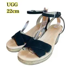 UGG サンダル　ストラップ　ウェッジソール　スエード　ブラック　22cmのサムネイル