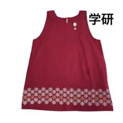 学研 すてきな先生 保育士エプロン チュニック 刺繍 赤 フリー　GK0877のサムネイル